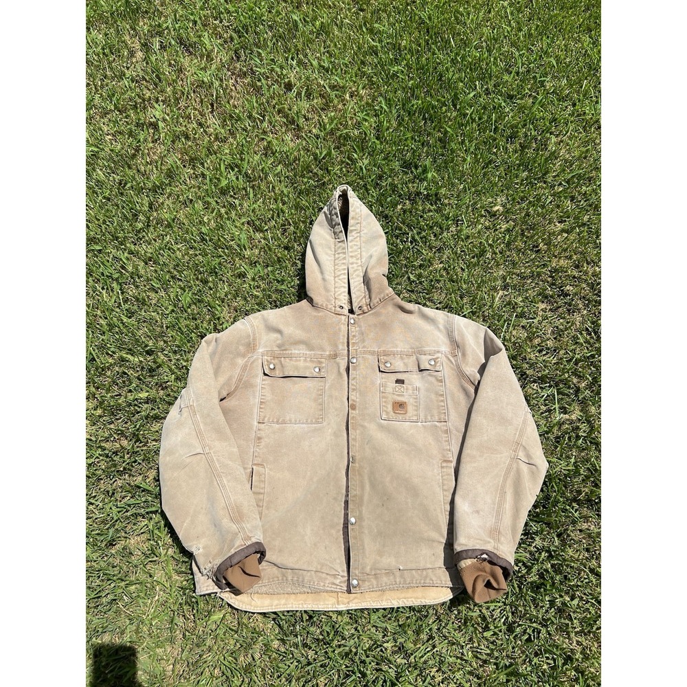 Carhartt Men's Hooded Sherpa Lined Workwear Washed Duck Bartlett Jacket Large
